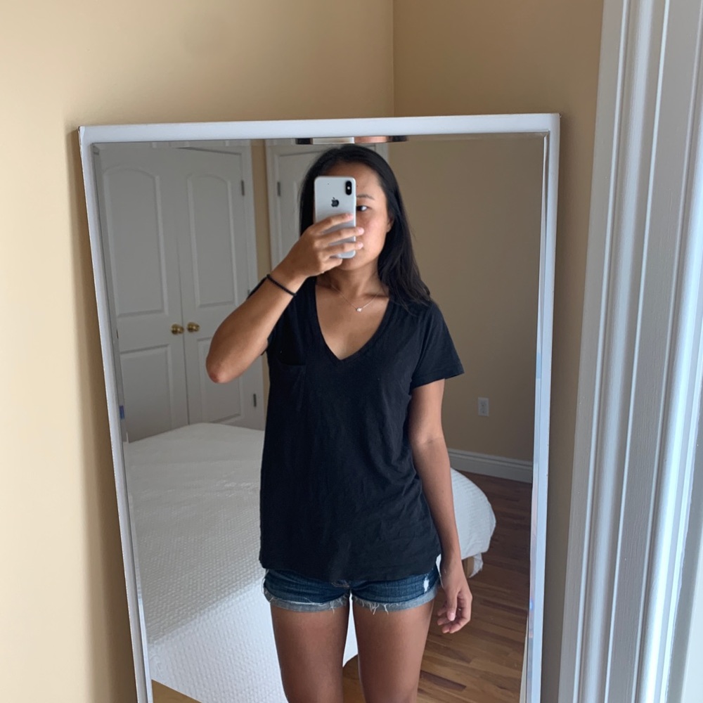 Madewell Whisper Cotton V-Neck Black